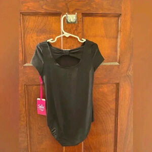 NWTx3! Justice Cap Sleeve Bow Back leotards: black XXS 4, S 7/8, pink M 10 🩰